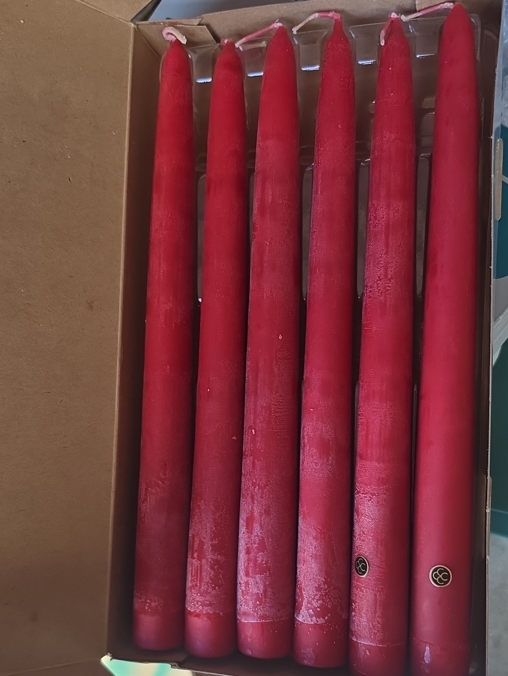 Vintage PartyLite Red Unscented Dinner Taper Candles